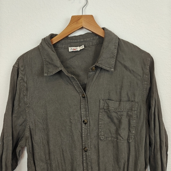 FAHERTY Arlie Day Button Up Linen Blend Jumpsuit In Surplus Green Size M - Picture 11 of 15